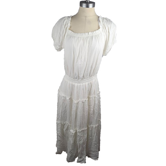 Tommy Hilfiger Off-the-Shoulder Parade Dress White Size 8 Midi Tea Length - Picture 2 of 6